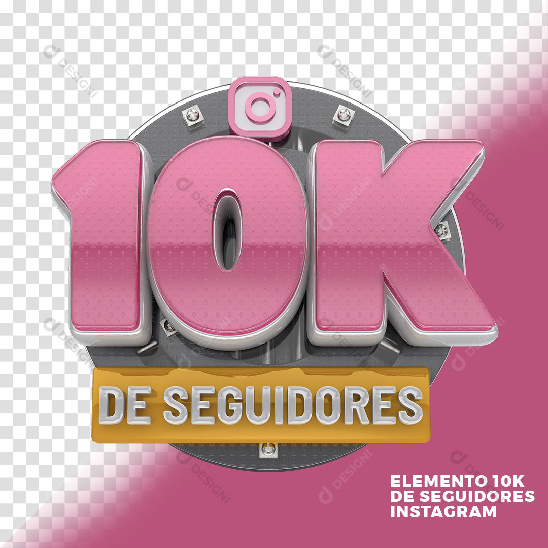 10K de Seguidores Redes Sociais Selo 3D Para Composição PNG Transparente