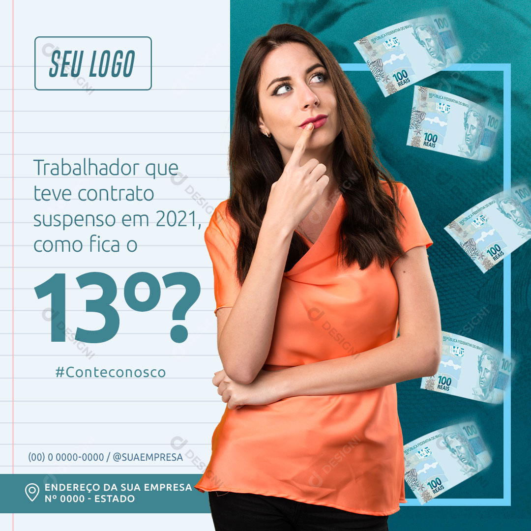 Trabalhador Que Teve 13° Suspenso em 2021 Como Fica Social Media PSD Editável