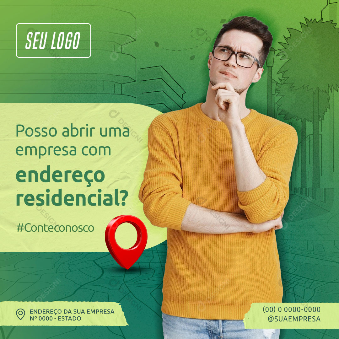 Posso Abrir Uma Empresa Com endereço Residencial Social Media PSD Editável