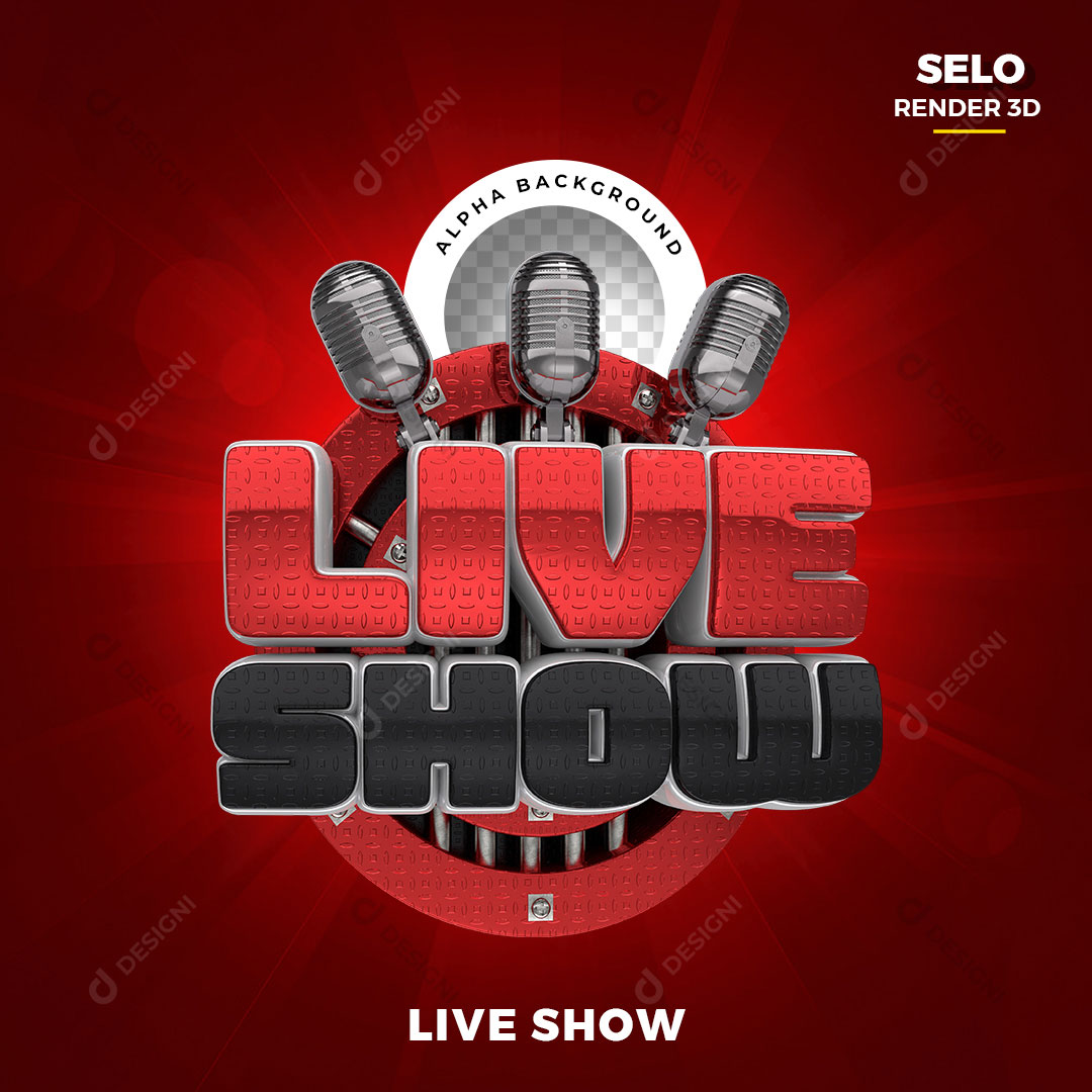 Live Show Selo 3D Elemento Para Composição PNG Transparente