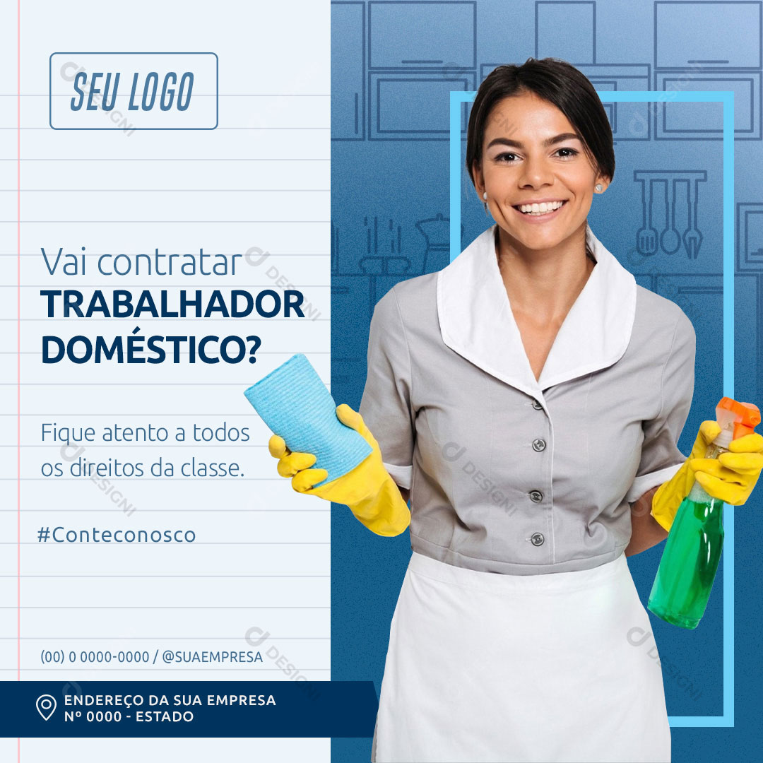 Vai Contratar Trabalho Doméstico Social Media PSD Editável