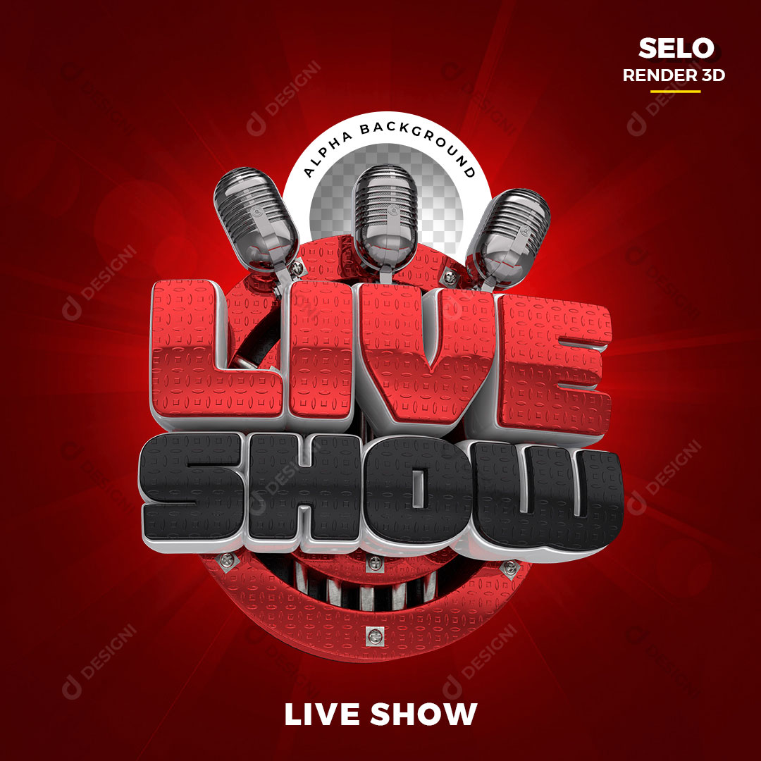 Live Show Selo 3D Elemento Para Composição PNG Transparente