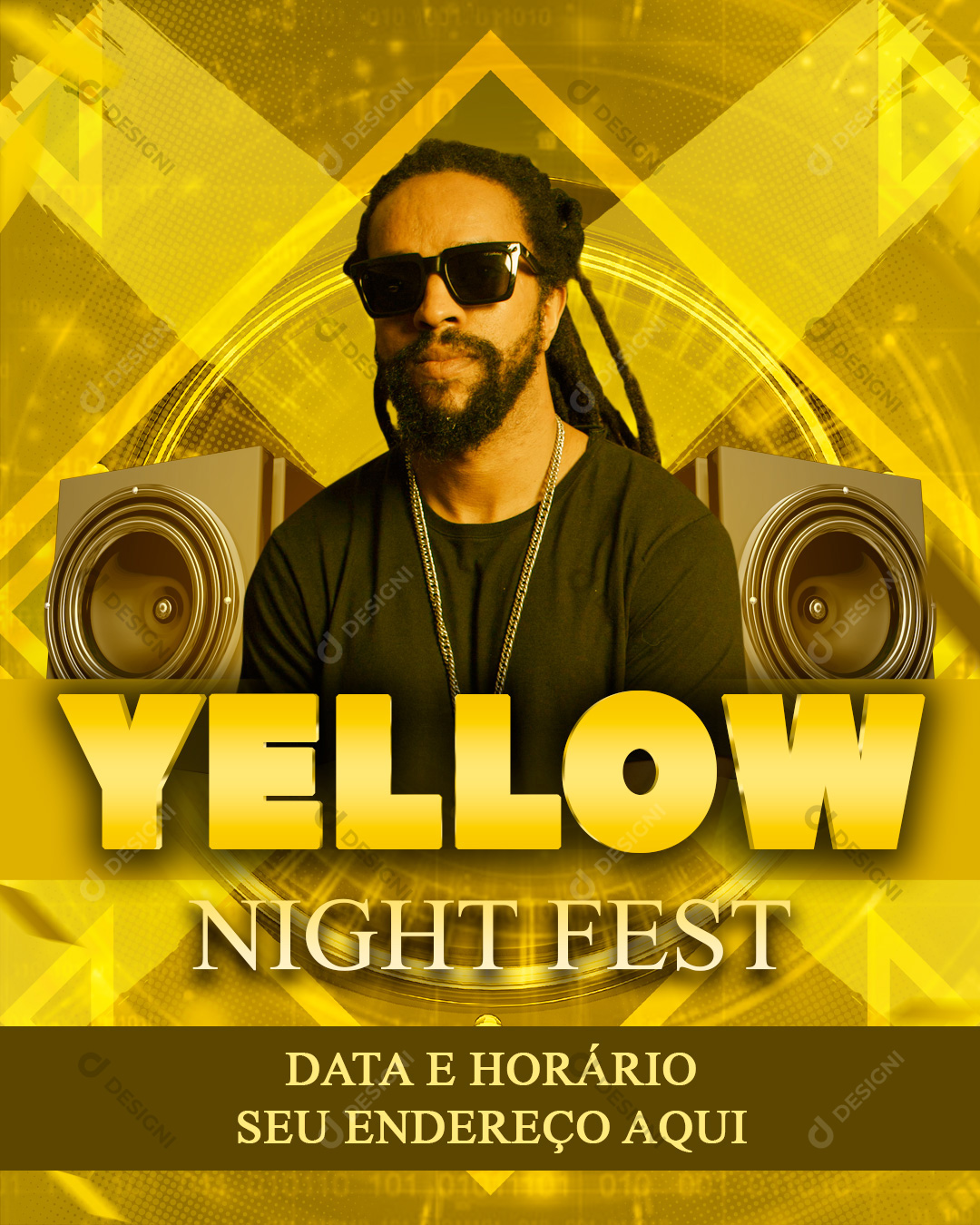 Yellow Night Show Social media PSD Editável