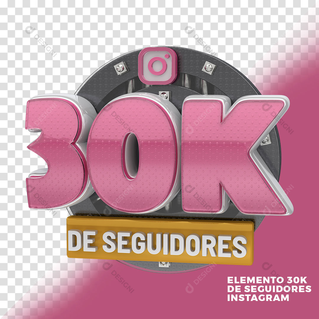 30K de Seguidores Redes Sociais Selo 3D Para Composição PNG Transparente