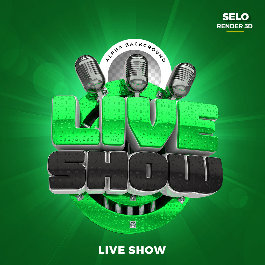 Live Show Selo 3D Verde Para Composição PNG Transparente
