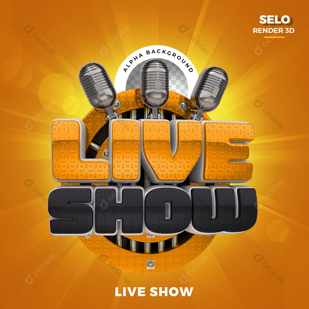 Live Show Selo 3D Para Composição PNG Transparente