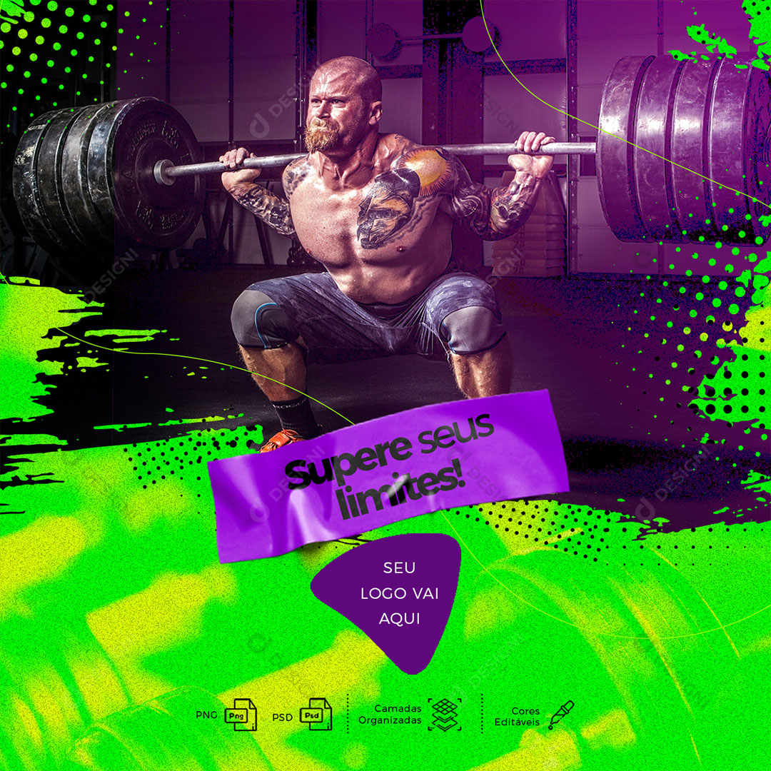 Post Academia Supere Seus Limite Social Media PSD Editável