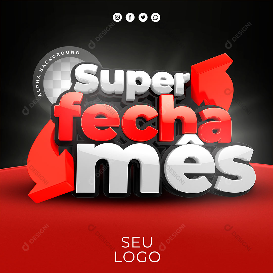 Super Fecha Mês Selo 3D Para Composição PSD Editável