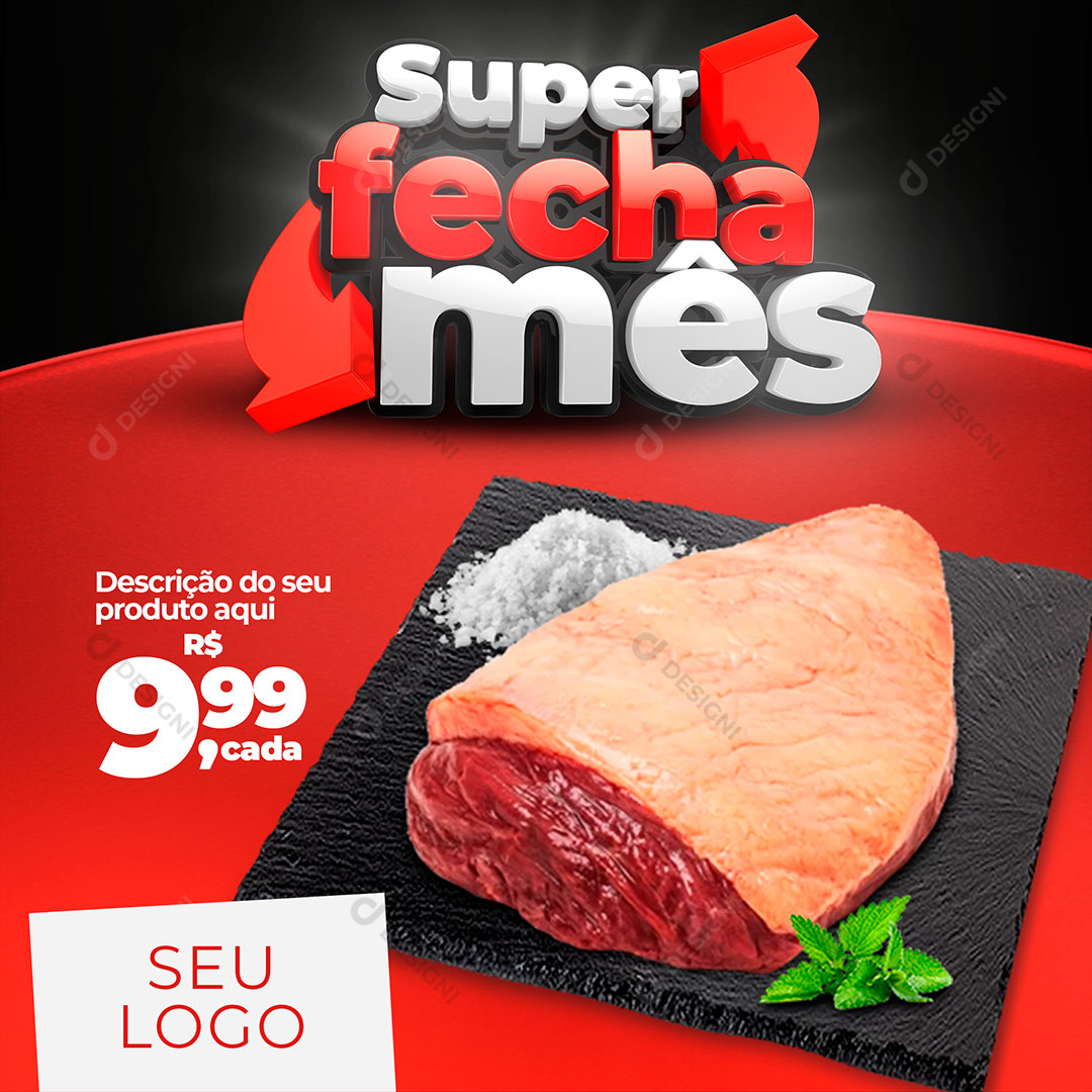 Super Fecha Mês Açougue Carne Social Media PSD Editável PSD Editável
