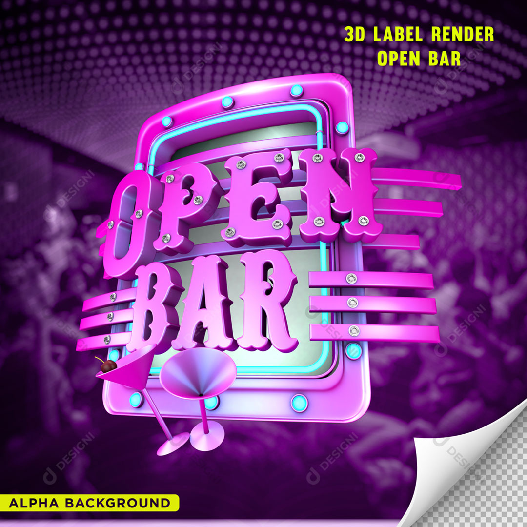 Open Bar Selo 3D Para Composição PNG Transparente