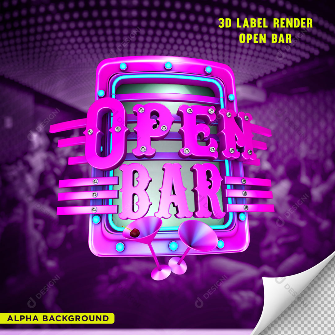 Open Bar Selo 3D Para Composição PNG Transparente