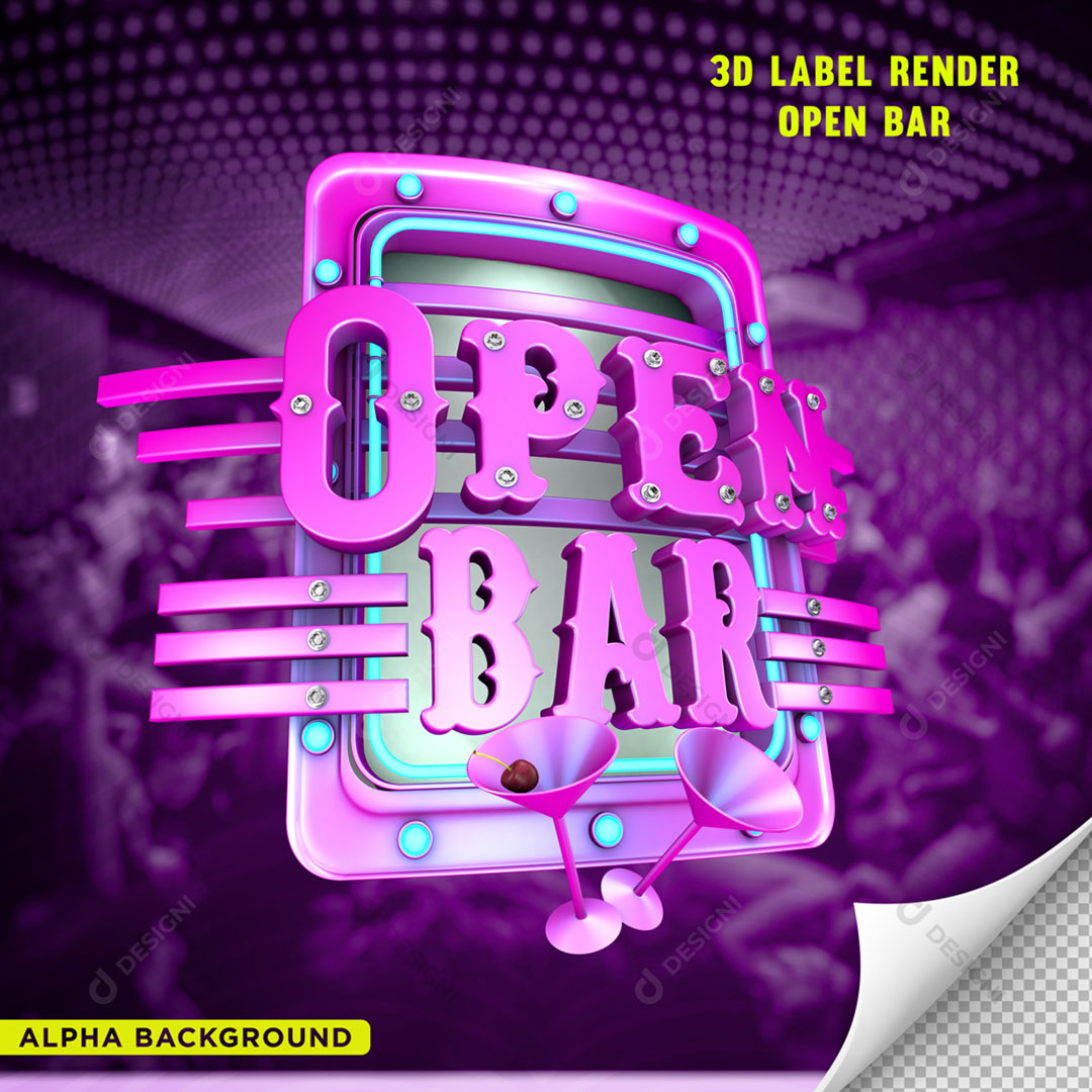Open Bar Selo 3D Para Composição PNG Transparente