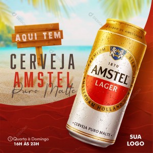Post Distribuidora Aqui Tem Cerveja Amistel Social Media PSD Editável