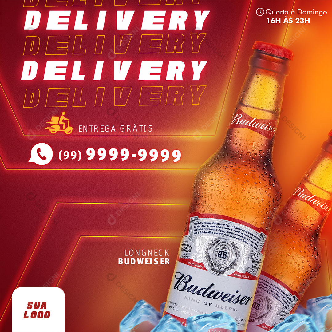 Post Distribuidora Delivery Entrega Grátis Cerveja Social Media PSD Editável