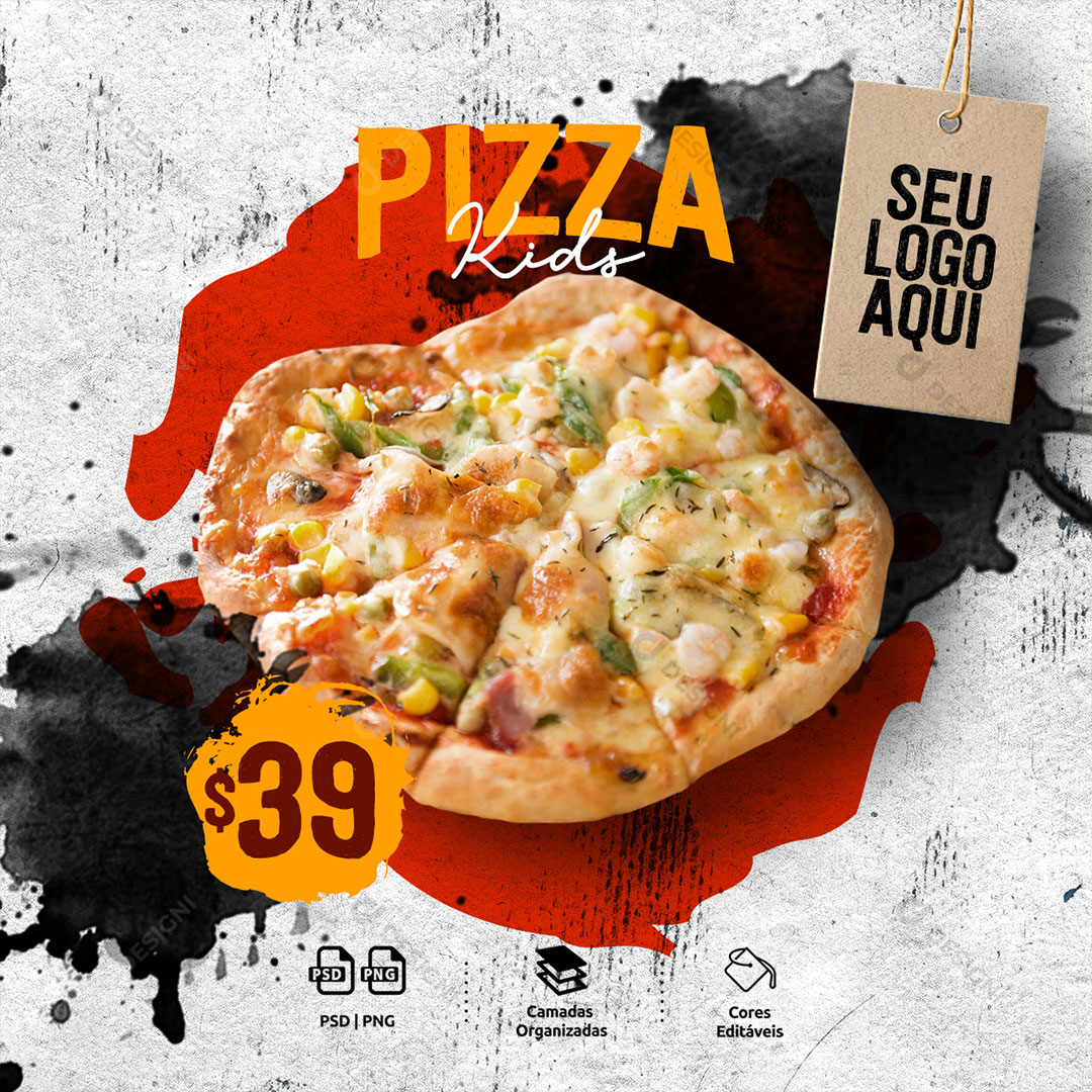 Post Pizzaria Pizza Kids Social Media PSD Editável