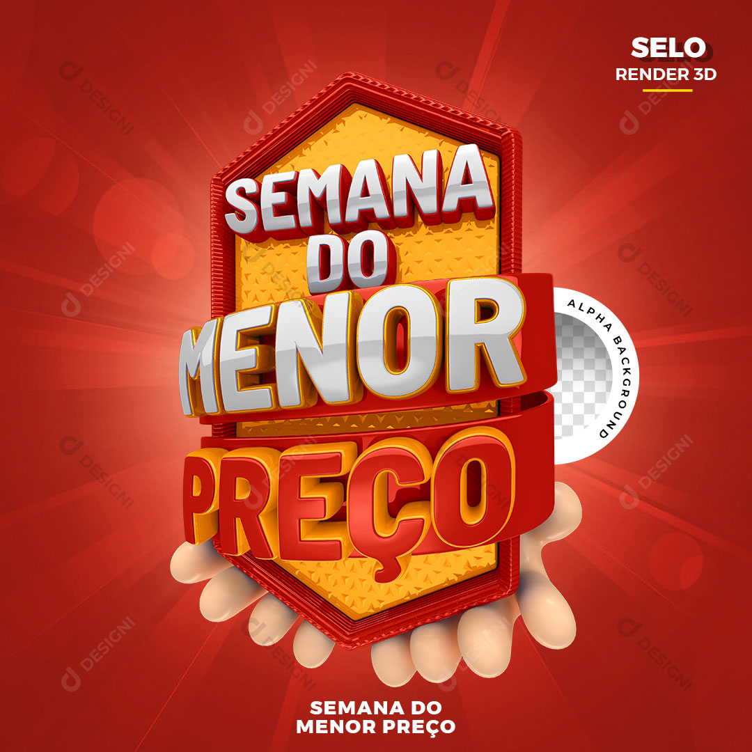 Semana do Menor Preço Selo 3D Vermelho Para Composição PNG Transparente