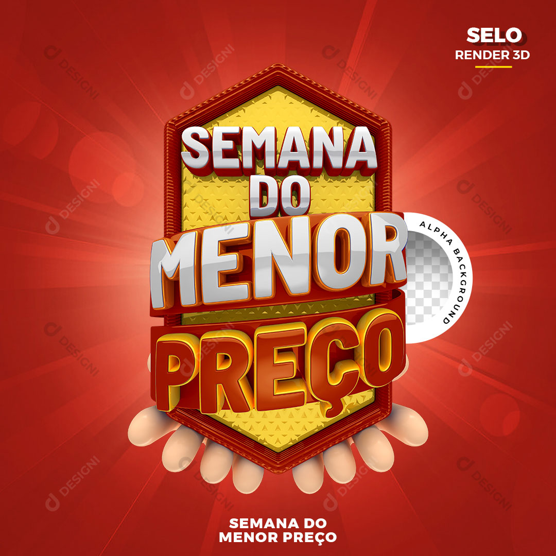 Semana do Menor Preço Selo 3D Vermelho Para Composição PNG Transparente