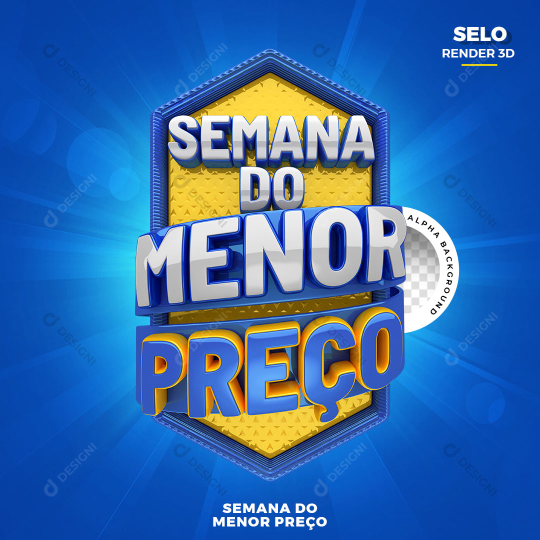 Semana do Menor Preço Selo 3D Azul Para Composição PNG Transparente