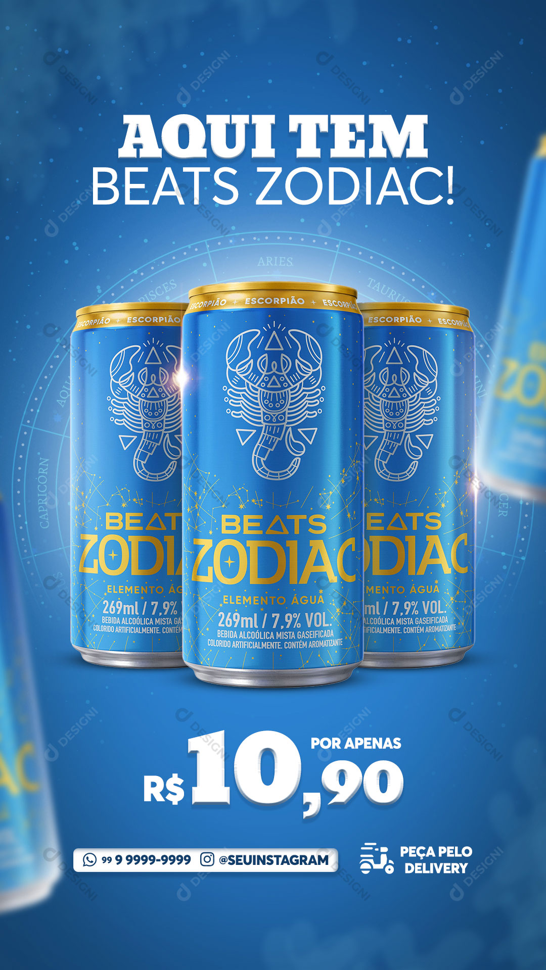 Story Distribuidora Bebida Azul Zodiac Social media PSD Editável