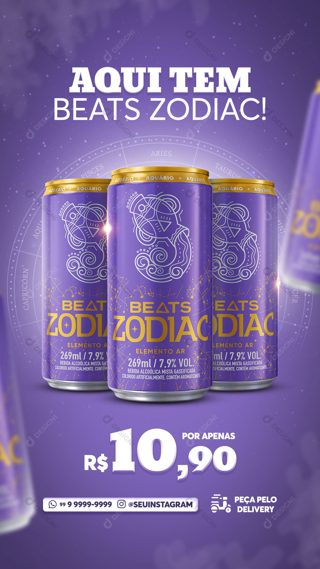 Story Distribuidora Bebida Violeta Zodiac Social media PSD Editável