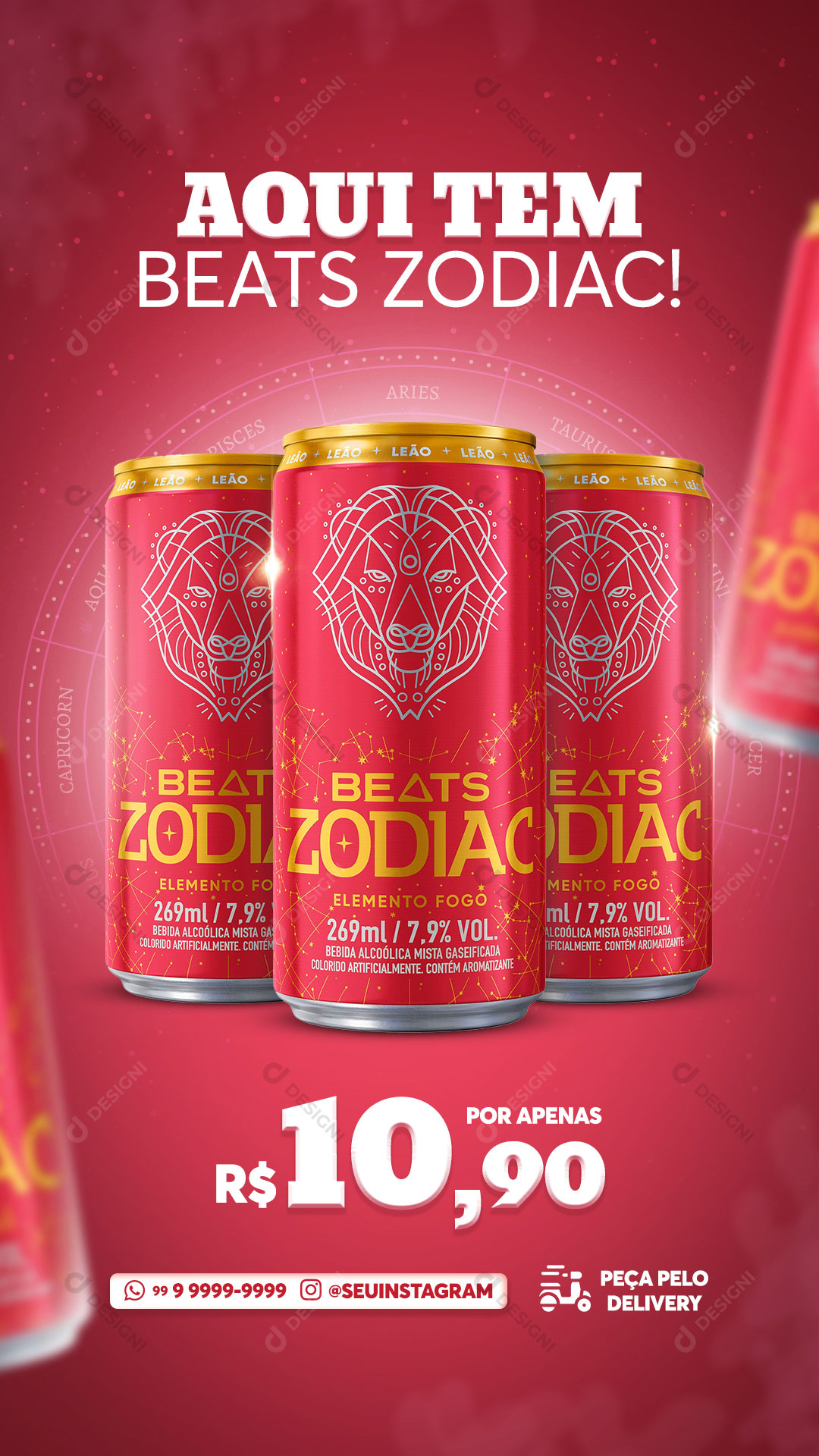 Story Distribuidora Bebida Vermelho Zodiac Social media PSD Editável