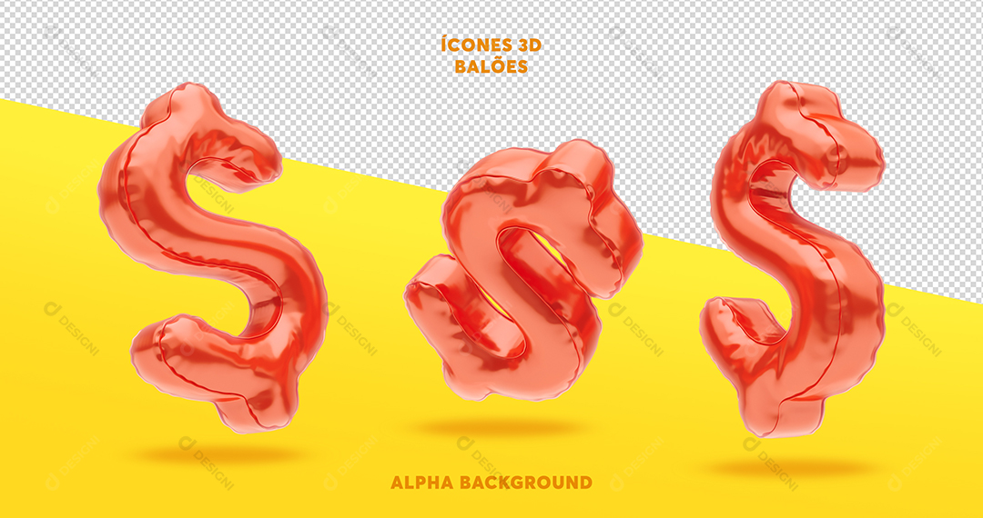 Ícone 3D para Composição Cifrão Vermelho PSD