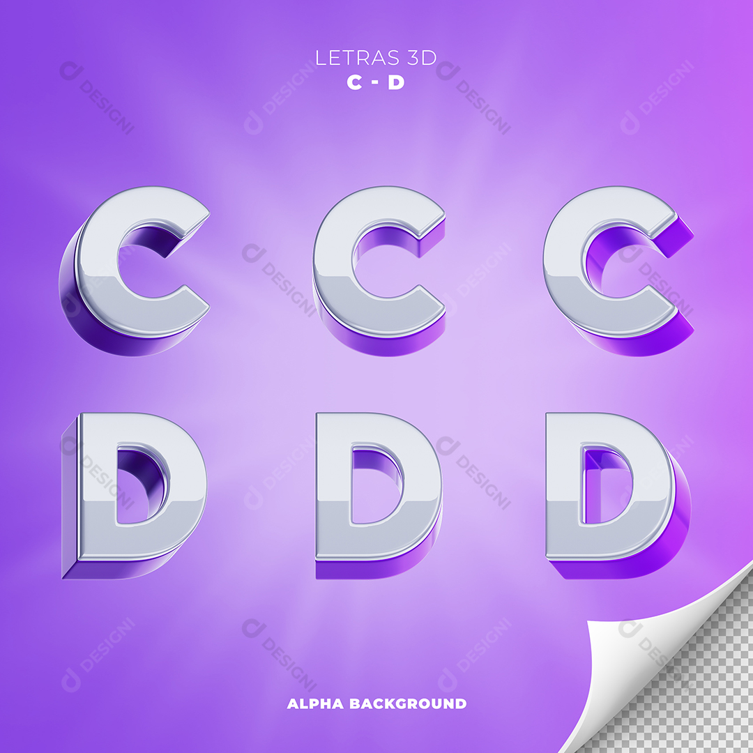 Letras C D Alfabeto Elementos 3D PSD
