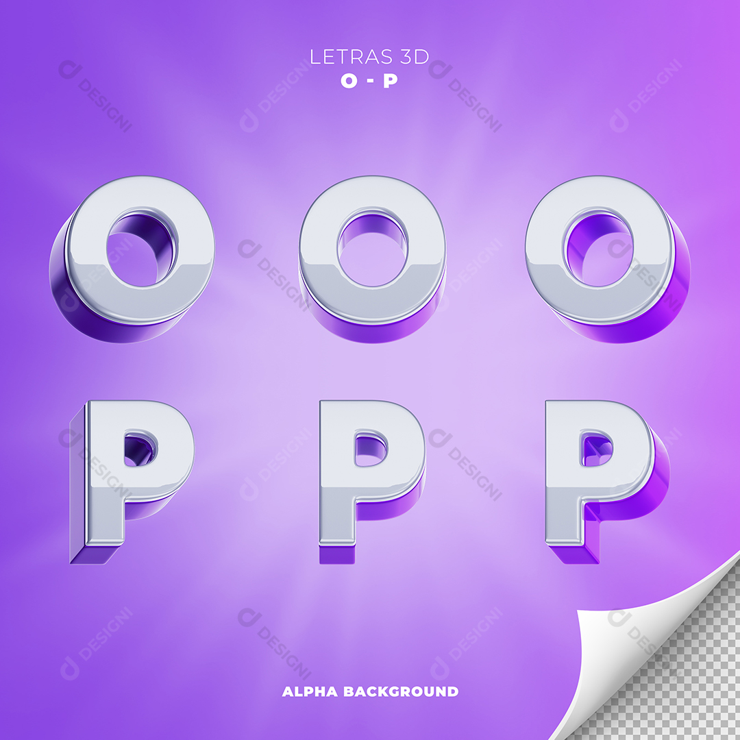 Letras O P Alfabeto Elementos 3D PSD