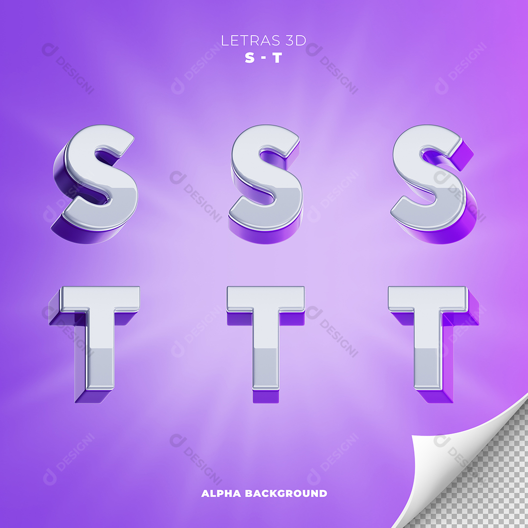 Letras S T Alfabeto Elementos 3D PSD