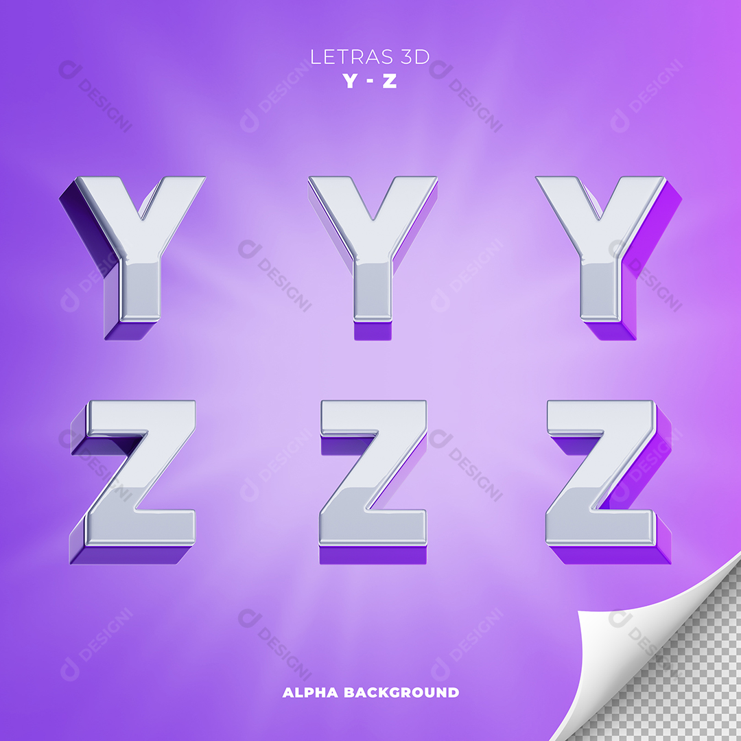 Letras Y Z Alfabeto Elementos 3D PSD