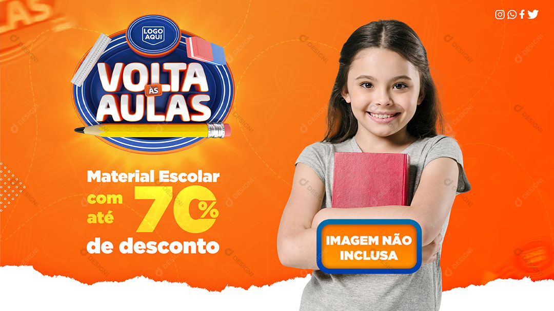 Banner Volta às Aulas Materiais Escolas Faculdade Melhores Ofertas PSD Editável