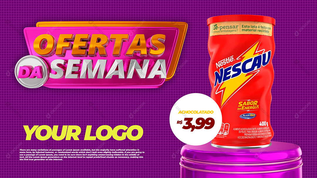 Banner Supermercado Ofertas da Semana Produto Social Media PSD Editável