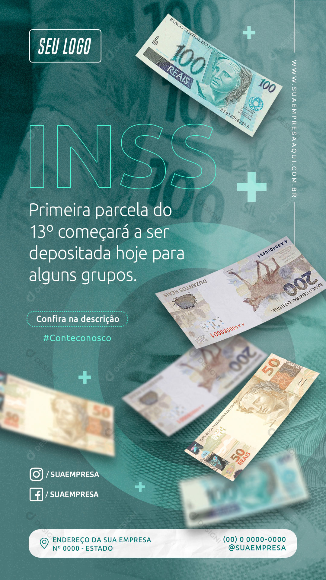 Story INSS Primeira Parcela do 13° Social Media PSD Editável