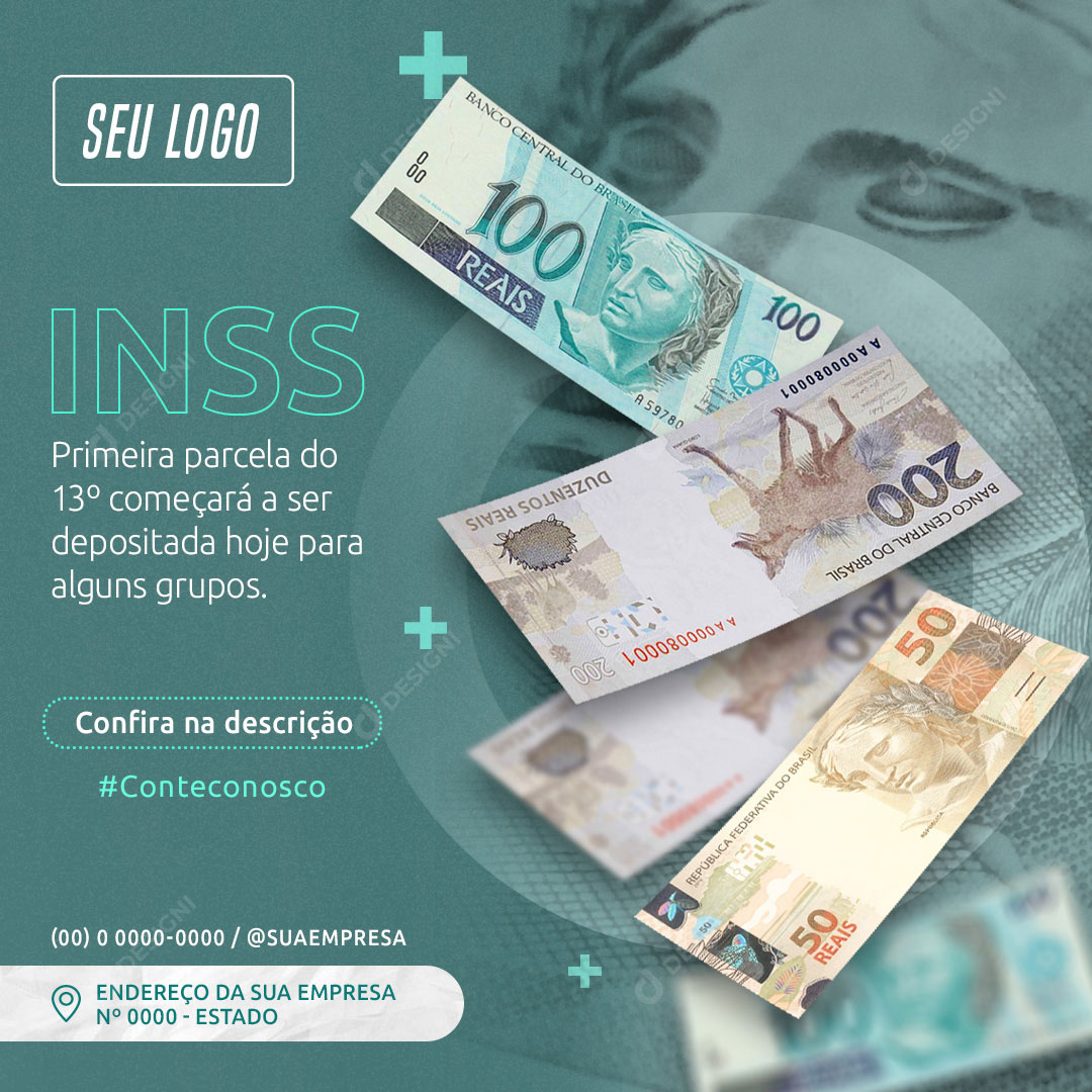 INSS Primeira Parcela do 13° Social Media PSD Editável