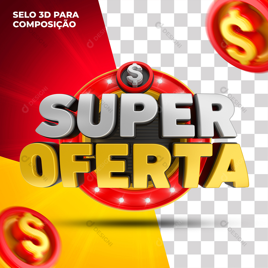 Super Oferta Selo 3D Para Composição Supermercados Lojas PSD