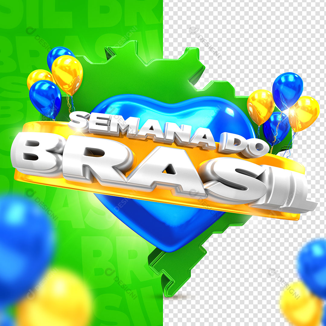 Semana da Independência Selo 3D Para Composição PSD