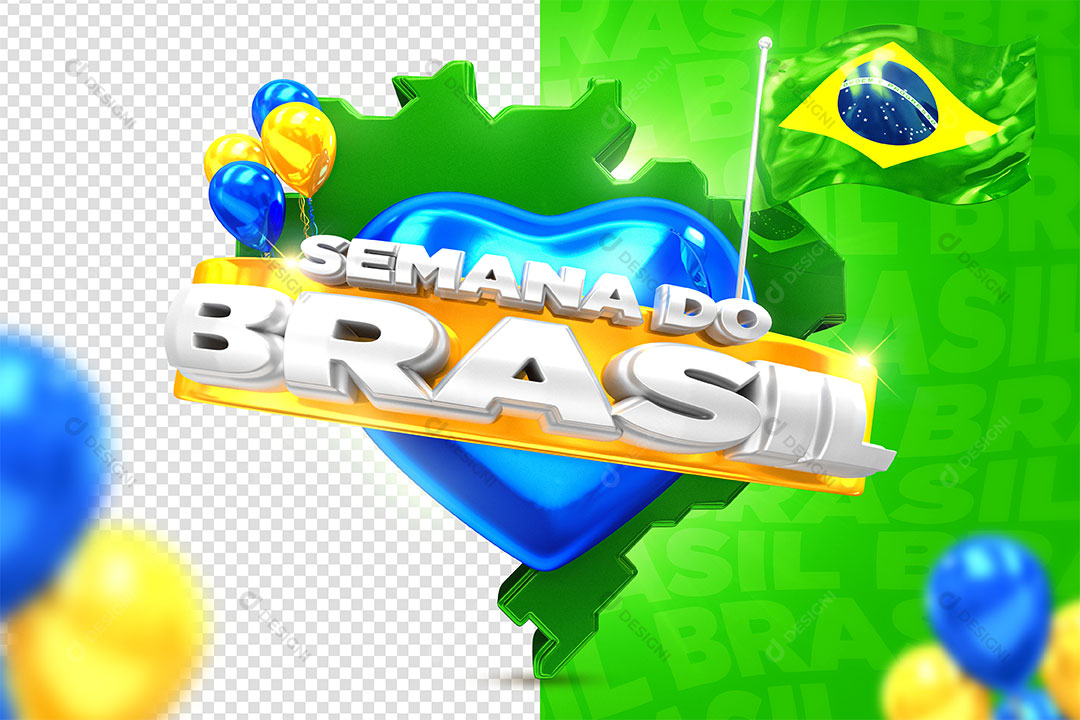 Semana da Independência Selo 3D Para Composição PSD