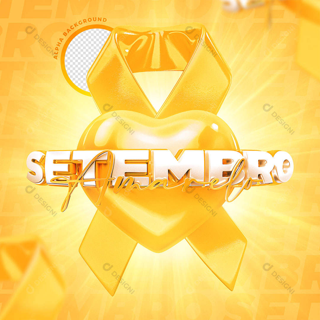 Data Comemorativa Setembro Amarelo Selo 3D Para Composição PSD