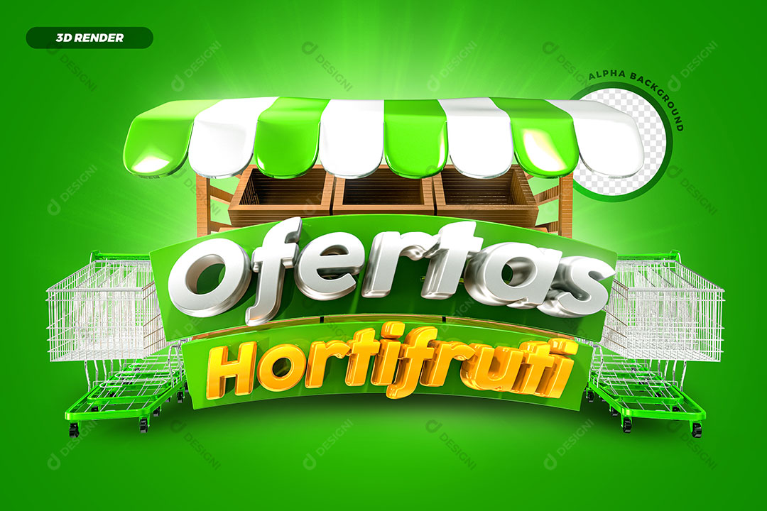 Ofertas Hortifruti Selo 3D Para Composição PSD
