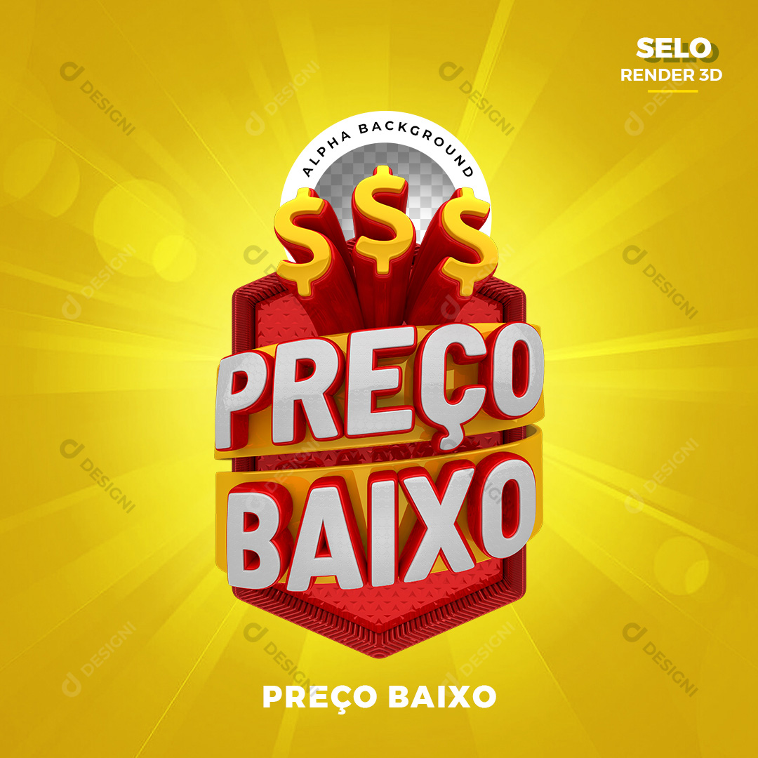 Selo 3D Preço Baixo para Composição PNG Transparente Sem Fundo