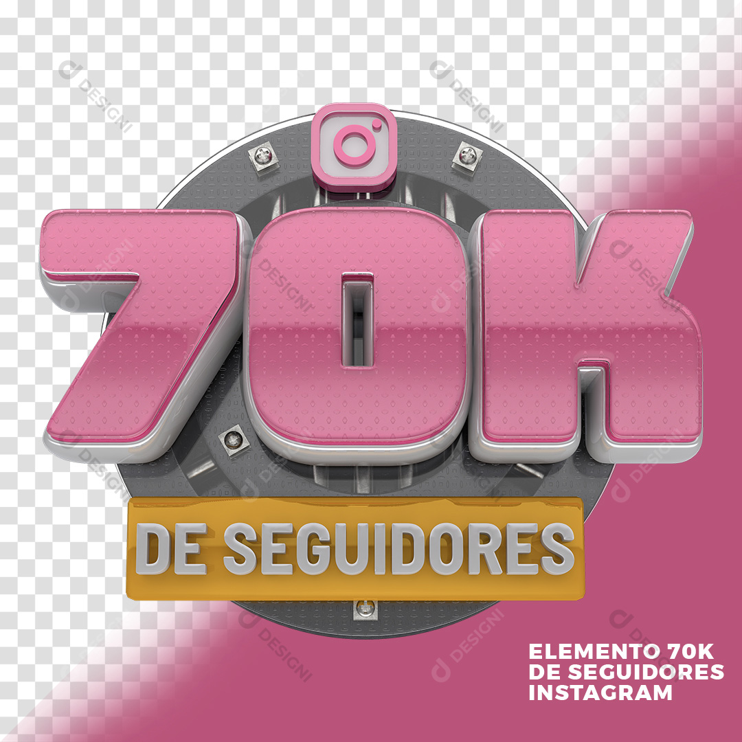 Elemento 3D 70K Seguidores Instagram PNG Transparente Sem Fundo