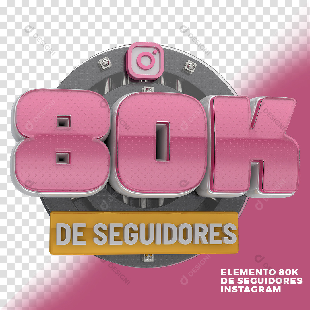 Elemento 3D 80K Seguidores Instagram PNG Transparente Sem Fundo