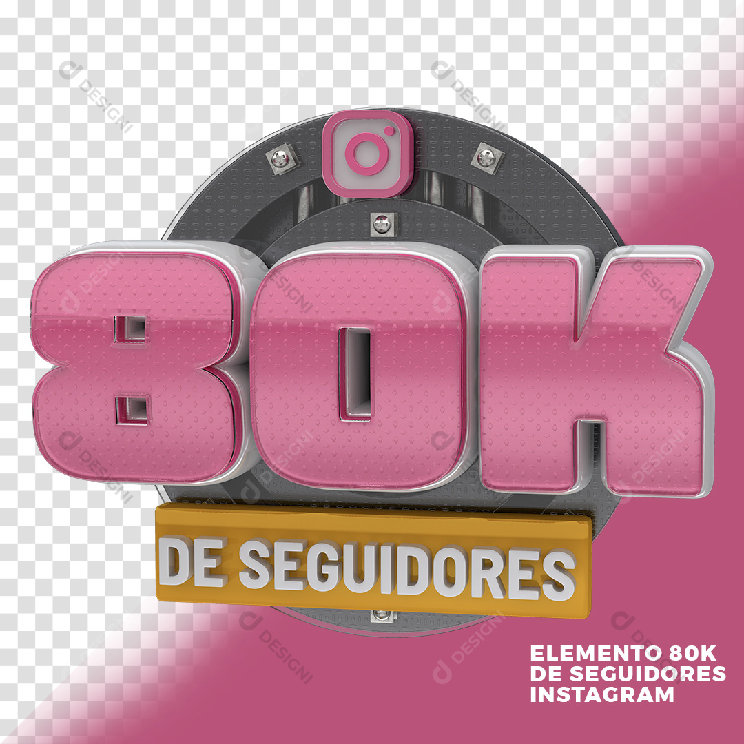 Elemento 3D 80K Seguidores Instagram PNG Transparente Sem Fundo