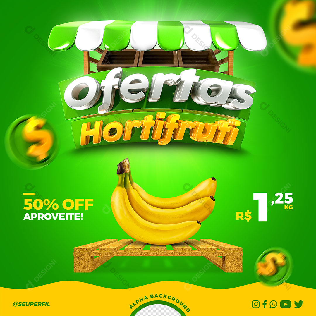 Ofertas Hortifruti Produto Social Media PSD Editável