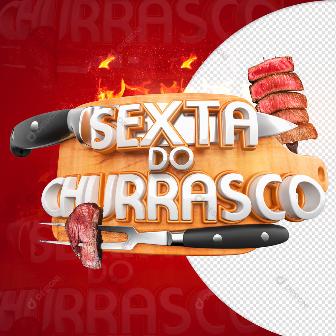 Sexta do Churrasco Selo 3D Para Composição PSD