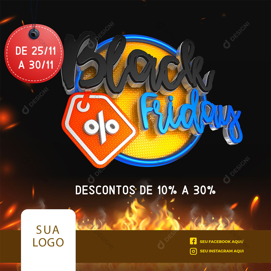 Black Friday Selo 3D Elemento Para Composição PSD Editável