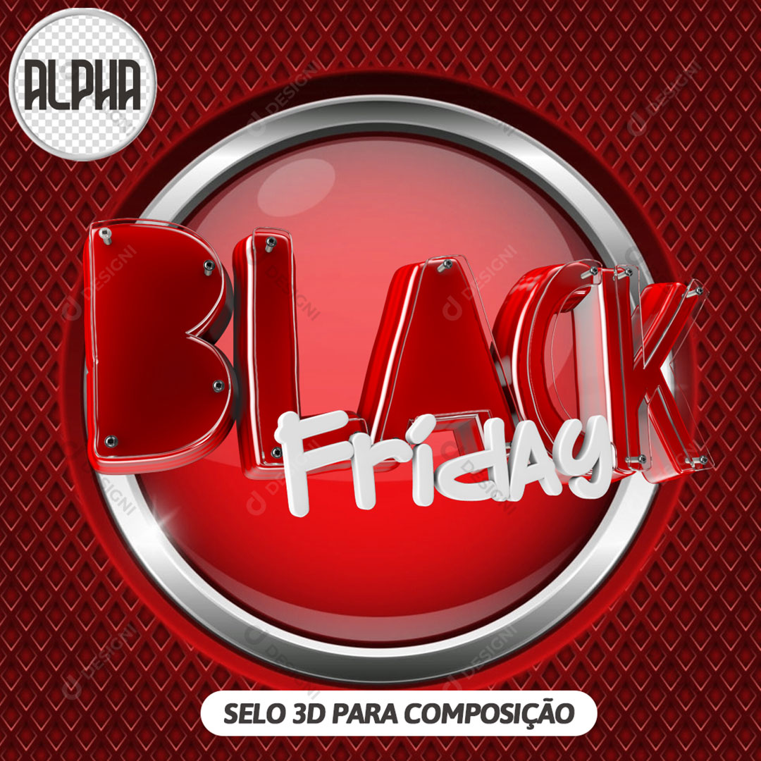 Black Friday Selo 3D Para Composição PNG Transparente Sem Fundo