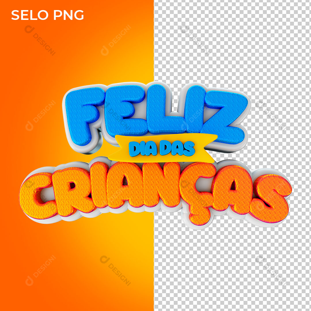 Feliz Dia das Crianças Selo 3D Para Composição PNG Transparente
