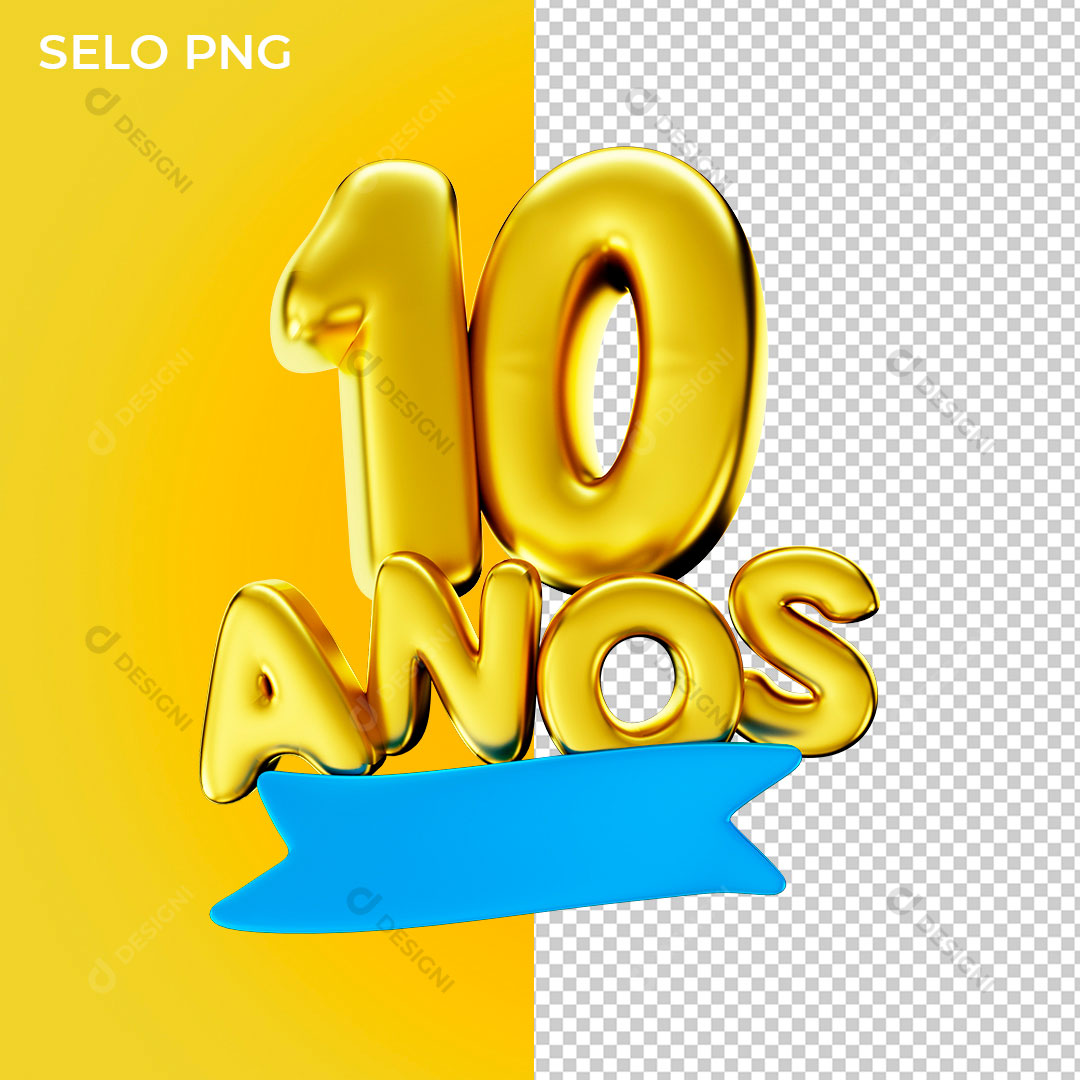 10 Anos Nùmeros 3D Para Composição PNG Transparente