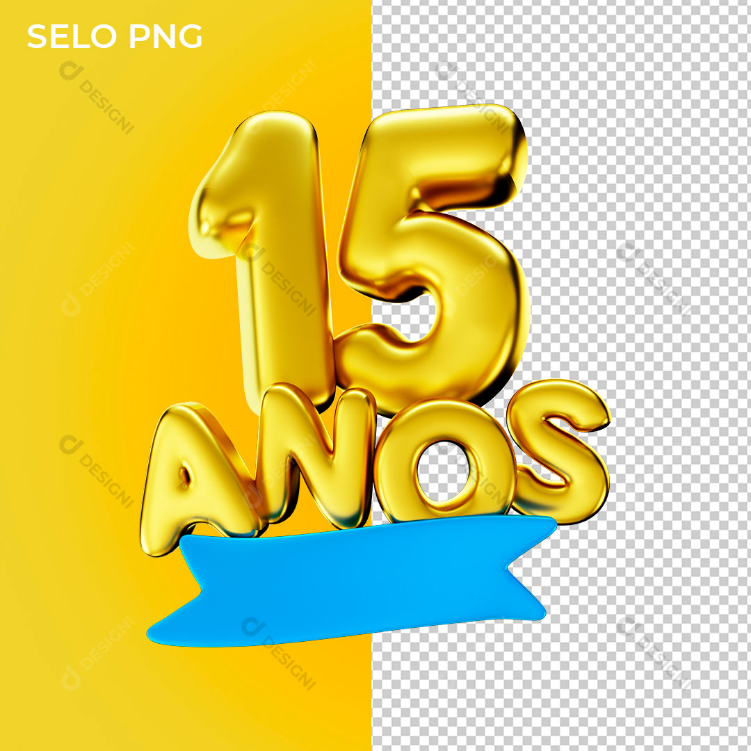 15 Anos Nùmeros 3D Para Composição PNG Transparente